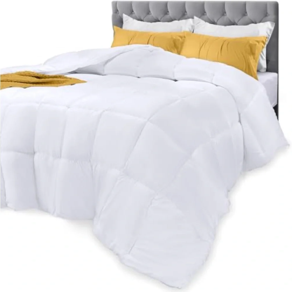 Quilted Down Alternative Comforter Twin Size White All Season Bedding NWT